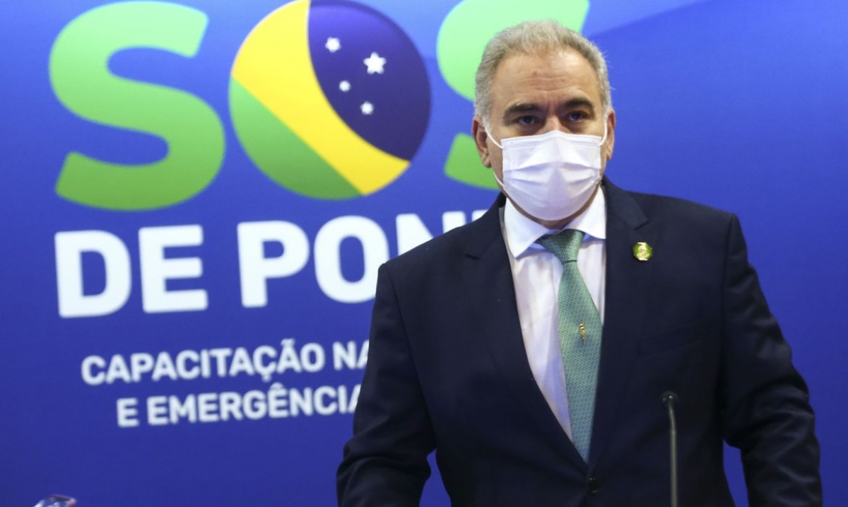 O ministro da Saúde, Marcelo Queiroga, durante o lançamento do Programa SOS de Ponta - Capacitação nas Urgências e Emergências do Brasil (Foto: Marcelo Camargo/ Agência Brasil)