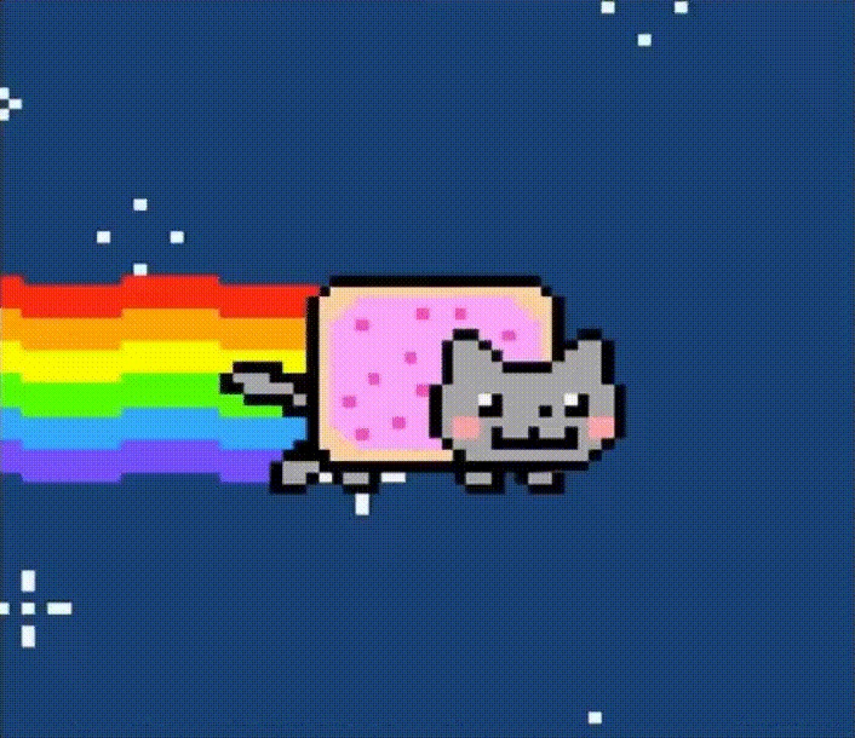 O meme Nyan Cat foi arrematado em leilão de uma plataforma de criptoarte por R$3 milhões (Imagem: Reprodução)