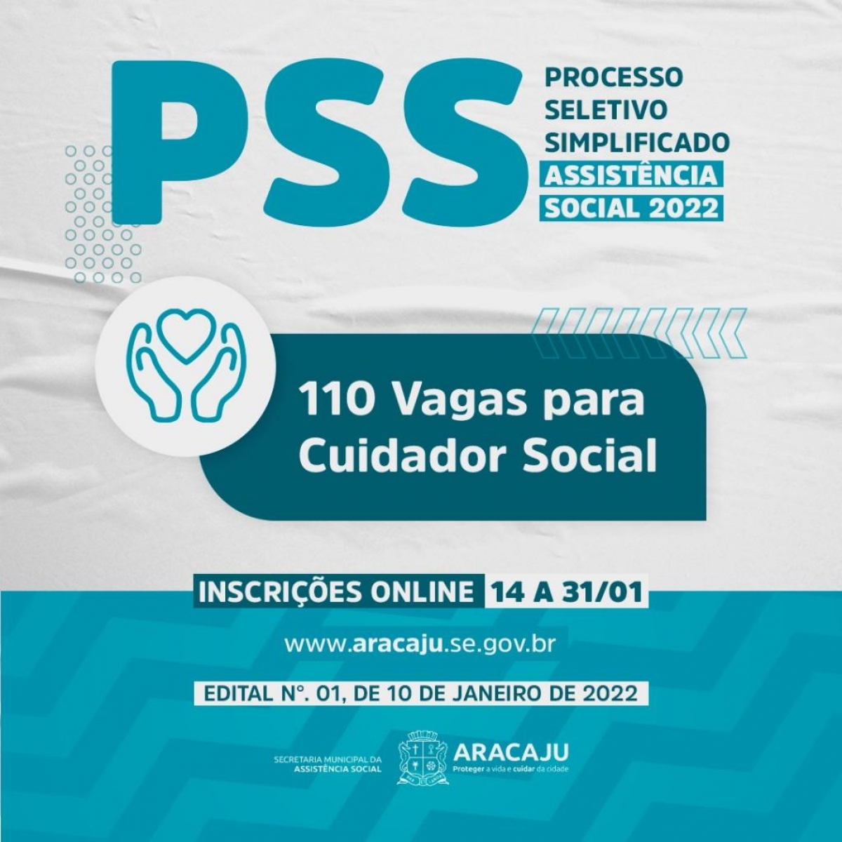 Prefeitura de Aracaju realiza processo seletivo para contratação de Cuidador Social (Arte: Ascom Semfas/PMA)