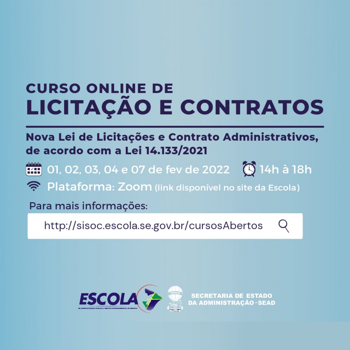 Será on-line o novo curso de Licitações e Contratos promovido pela Escola de Governo (Imagem: Divulgação/ Sead/SE)