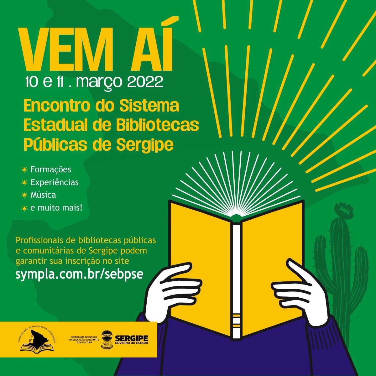 Décimo Encontro Estadual de Bibliotecas Públicas de Sergipe será aberto nesta quinta-feira, 10/3 (Imagem: Divulgação/ Governo de Sergipe)
