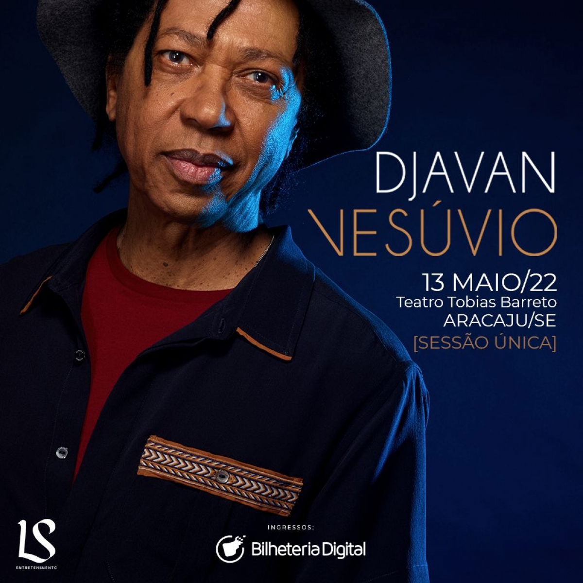 Após seis anos, Djavan volta a se apresentar em Aracaju com a turnê "Vesúvio" (Imagem: Divulgação)