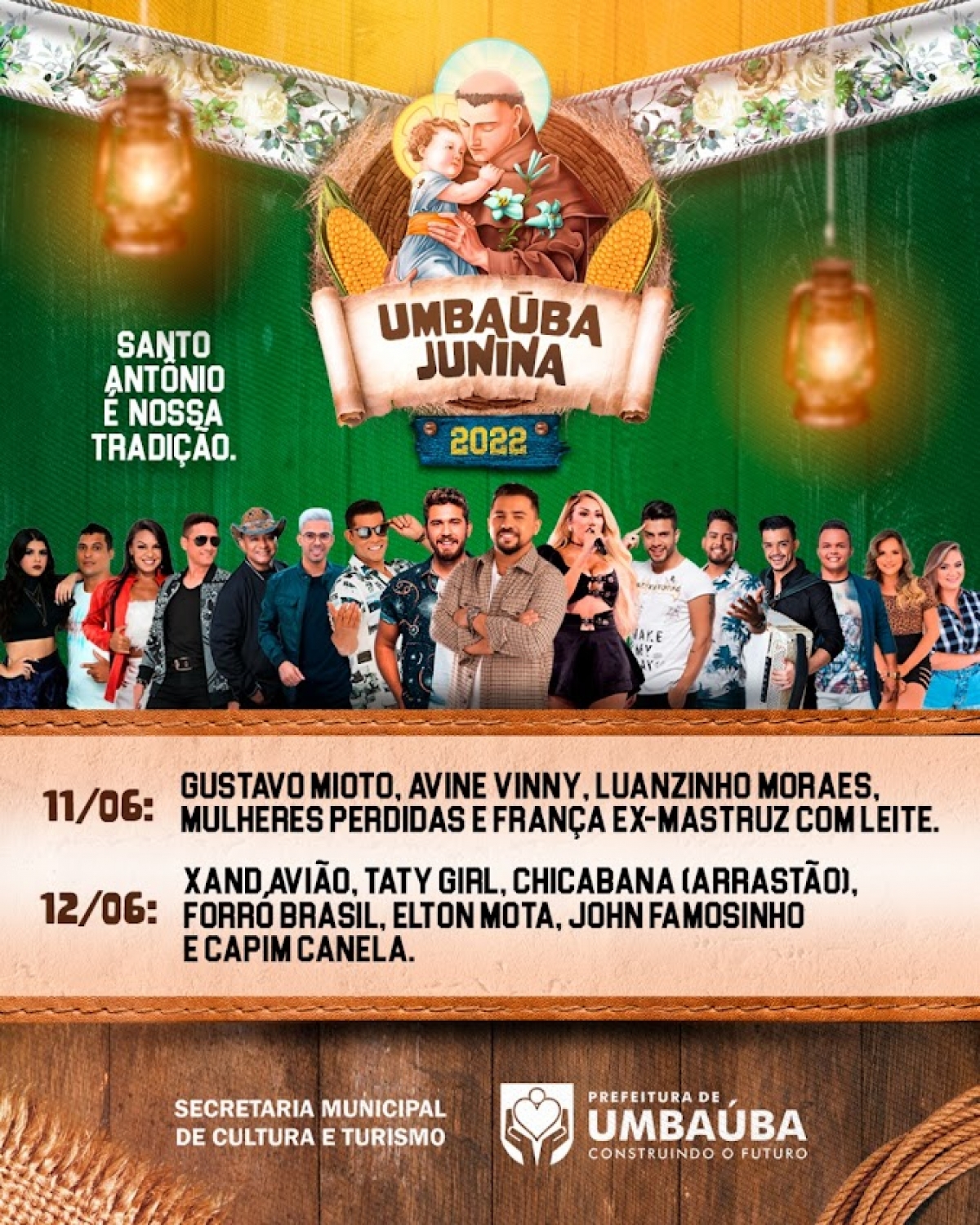 Umbaúba divulga calendário e atrações artísticas do Santo Antônio, festa junina do município - Imagem: Divulgação