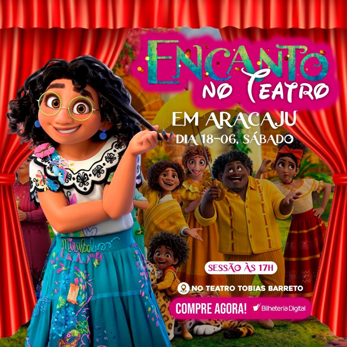 Sucesso da Disney, peça infantil "Encanto" será realizada neste sábado em Aracaju - Imagem: Divulgação