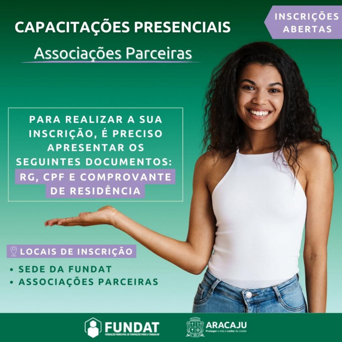 Prefeitura de Aracaju abre 250 vagas para capacitações presenciais da Fundat - Imagem: Fundat